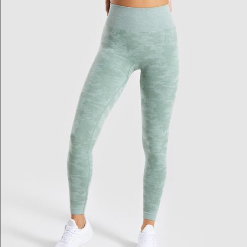 Gymshark Camo Seamless Leggings Sage Green